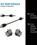 Front CV Axle And Wheel Bearing Hub Assembly Kit 4 Piece Fits 2010 2015 Toyota Prius 2012 2015 Prius Plug In And 2011 2017 Lexus CT200h Includes Two Front CV Axles And Two Front Hub Bearings