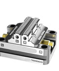 Tough As Nails Five Axis Self Centering Bench Vise Fixture Dj70100D showing precise zero point clamping system for CNC machining.