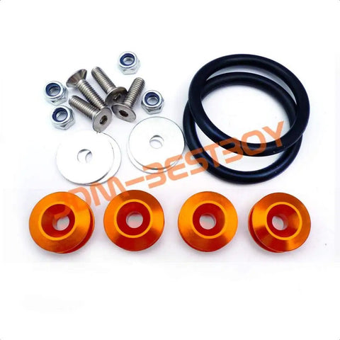 Orange Quick Release Fasteners Kit For Cars With 6061 T6 Aluminum Construction And Powder Coated Finish, 4-piece set
