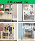 Walk Through Baby Gate With Auto Close Tension White Metal Pet Safety Gate For Stairs Doorways And Kitchen