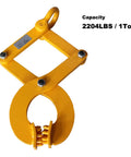 Heavy Duty Pallet Puller Clamp Workhorse With 2204 Lb Grabber Hook Steel Single Scissor Clamp Five Inch Jaw Opening For Forklift Chain And Stump Puller Non Slip Fixed Nuts Industrial Grade Tough Tool, yellow steel clamp