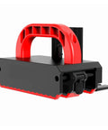 Adjustable Safety Push Block For Table Saws And Router Tables, ergonomic design shown with red handle and stable grip features