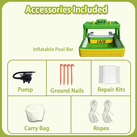Accessories included with Inflatable PVC Pool Bar For Outdoor Water Parties With Illuminated Bar Sign Waterproof And Durable