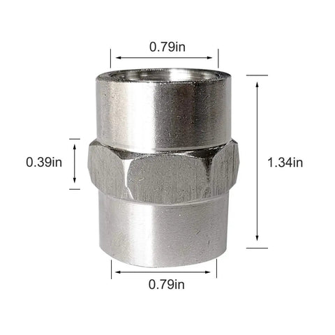 TopTier 304 Stainless Steel Pipe Coupling One Half Inch Female X Female Threaded Fitting 0.79 in diameter for plumbing