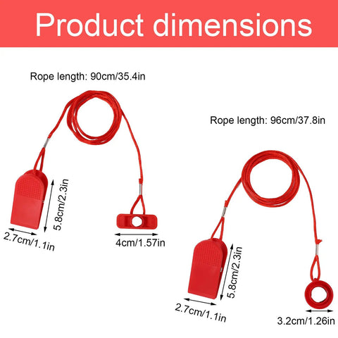 Two Pack Universal Treadmill Magnetic Safety Keys Red Emergency Stop Clips dimensions and size details
