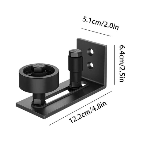 Rugged Barn Door Floor Guide With Fully Adjustable Sliding Track And Wall Mount Stabilizer For Slick Gliding Doors That Ride Steady And Roll Super Clean Through Everyday Grind, black steel roller kit dimensions.