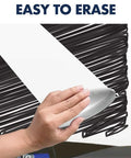 Hand erasing board of All In One Magnetic Dry Erase Presentation Easel With Tripod Stand, 27 x 39 Inches, Extendable Arms For Three Sheets.