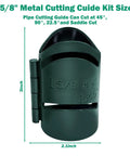 Dimensions of the Magnetic Heavy-Duty Metal Pipe Cutting Guide Kit 1-5/8 Inch Pro-Grade Pipe Cutter with cut angles