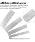 Set of five manganese steel blades from the Heavy Duty Five Piece Manganese Steel Woodworking Scraper Kit, ideal for polishing.
