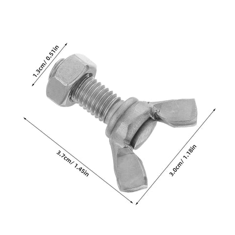 Six Set Stainless Steel M8 Wing Bolts With Hex Nuts For Easy DIY Install On Display Racks, Machine Panels And Furniture, Durable Butterfly Screws For One Hand Tightening And Strong Secure Clamps, stainless wing bolt with hex nut