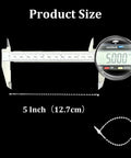 5 Inch Clear Beaded Adjustable Loop Tie Fasteners Hang Tag measured with a caliper for accurate sizing.