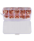 Kickass 100 Piece Copper Flat Washer Gasket Assortment Kit With Purple Copper Sealing Rings Perfect For Sump Automotive And Hydraulic Electrical Systems Top Tier Heat Resistance Stored Neat Inside Organizer Box Great Tool For Mechanics And Homeowners, copper washers in organizer box