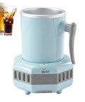 Fast Electric Drink Cooler Cup With Dual Chill Modes And Hassle Free One Touch Control For Straight Up Frosty Brews Juices Or Milk In 420 Ml Aluminum Mug Perfect For Weekend Tailgates And Summer Stashes, light blue design.