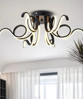 Six Light Dimmable LED Ceiling Light Fixture With Octopus Geometric Design Semi Flush Mount Chandelier in modern room