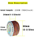Spool of 30AWG PVC Coated Tin Plated Copper Wire Wrapping Wire With 8 Color Insulation For PCB Soldering, dimensions labeled
