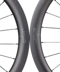 Close-up of G27 700C Carbon Gravel Wheelset With 50mm Aero Rim And 27mm Inner Width, Ultra Light 1305g, Tubeless Clincher, Disc Brake