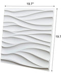 Wavy White PVC Wall Panels Pack Of 12, 19.7x19.7 Inches, lightweight and fire resistant, wavy texture, single panel image.