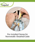 Hands installing Heavy Duty Ceiling Fan Mounting Bracket With Adjustable Telescoping Brace Fits 13 To 24 Inch Reach And One And A Half Inch Fan Box UL Listed for Safe Stable Ceiling Fan And Light Fixture Install
