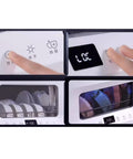 Control panel of Compact Countertop Dishwasher With Front Loading Door fruit vegetable wash, displaying settings and timer.