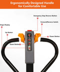 Ergonomically designed handle of Heavy Duty Electric Pallet Jack Truck With 4400 Lbs Capacity showcasing control buttons and voltage display.