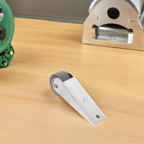 Smooth As Silk Heavy Duty Sliding Door Roller Casters With Nylon Wheels For Barn Door Hardware Bottom Lifters, silver caster on wooden surface.