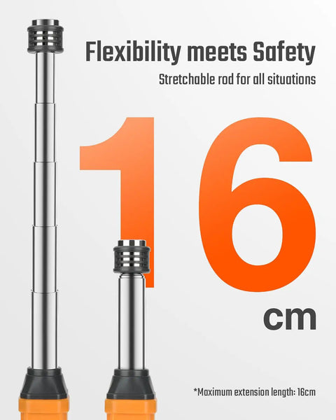 Extendable Gas Leak Detector With Telescoping Rod Portable Propane Methane Natural Gas Sniffer displaying maximum extension of 16 cm