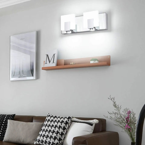 Dimmable Matte Black Bathroom Vanity Lights Over Mirror Modern LED Vanity Light 2 Light Fixtures in Home Setting