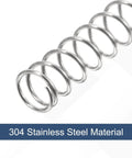 Close-up of 50 Pcs 304 Stainless Steel Compression Springs, 0.4mm wire dia, 4mm OD, 15mm free length, silver tone, rust resistant