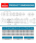 ANSI #60H product dimensions illustration for Real Deal Heavy Duty ANSI 60h Roller Chain Connecting Links 5 Pack Carbon Steel Master Link.