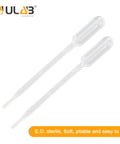ULAB sterile transfer pipette, clear LDPE, 140 mm long, two pipettes shown