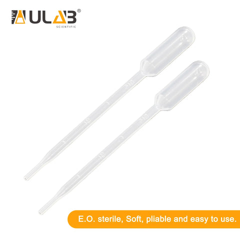 ULAB sterile transfer pipette, clear LDPE, 140 mm long, two pipettes shown