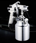 Heavy Duty Suction Paint Sprayer With 1000cc Tank And 2mm Stainless Steel Nozzles, chrome finish and precision nozzle for superior coverage.