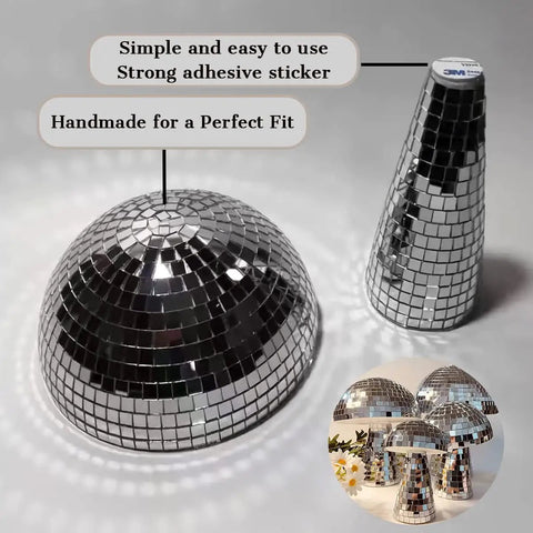 Mushroom Disco Ball Mirror Mosaic Silver For Party Decor Stage Props Home Art Decorations Bedroom Dining Table Accent Gift 4 Inch Sphere With Mirrored Squares Reflective Shine