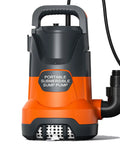 1HP Submersible Sump Pump For Clean And Dirty Water, 4500 GPH Electric Portable Water Transfer Pump in orange and black design
