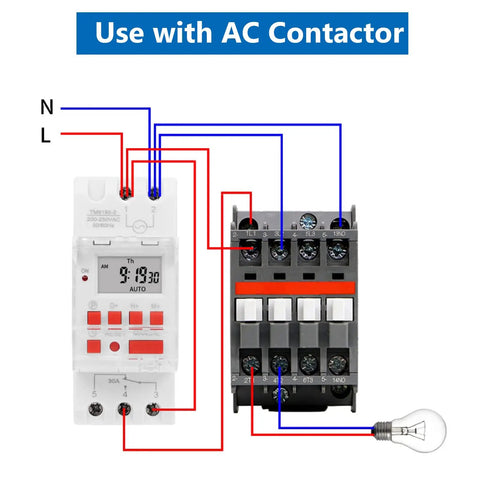 Programmable Digital Timer Switch 85 To 265V 30A With LCD Countdown Display, 24 Hours 7 Days Scheduling, wiring diagram