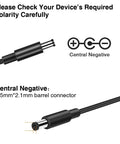 5.5mm x 2.1mm barrel connector for Three Loop Guitar Looper Pedal With 18 Minute Recording Time, Sync And Tuner Features, Central Negative.