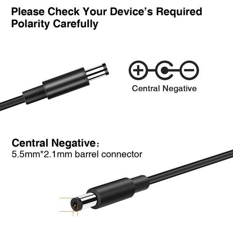 5.5mm x 2.1mm barrel connector for Three Loop Guitar Looper Pedal With 18 Minute Recording Time, Sync And Tuner Features, Central Negative.