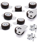 8 Pack One And One Quarter Inch Low Profile Fixed Side Mount Casters Wheels For Furniture Underbed Cabinets Non Swivel Drawer Rollers Rigid Small Wheels Space Saving Design Load 36 Lb Each Easy Glide Replacement