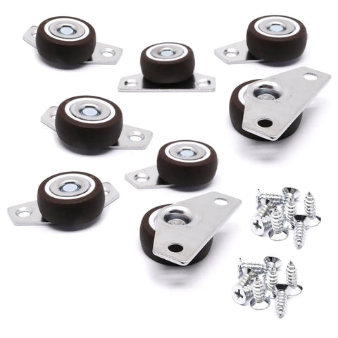 8 Pack One And One Quarter Inch Low Profile Fixed Side Mount Casters Wheels For Furniture Underbed Cabinets Non Swivel Drawer Rollers Rigid Small Wheels Space Saving Design Load 36 Lb Each Easy Glide Replacement