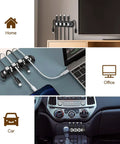 Magnetic Cable Holder Six Slot Cable Clips for desk and car use, organizing USB cables and power cords with strong adhesive.
