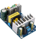 Beefy 100W Switching Power Supply Module For Industrial Use With High Efficiency And Wide AC Input 85-245V, Compact 4.2 X 2 X 1.1 Inch DC Output Converter, Rugged Industrial Grade Power Supply For Machinery And Automation; blue PCB with heatsinks