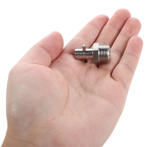 Built Tough Hydraulic Grease Gun Needle Fitting Stainless Steel 3 Piece Set Zerk Nipples Compatible With Trucks And Heavy Machinery High Pressure Performance Effortless Install Easy Grip Quick Change Parts To Save Time On Work. stainless steel grease needle fitting in hand