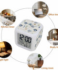 Straight Up Silent Nautical Starfish Led Digital Alarm Clock Featuring Warm Nightlight And Room Temp Sensor Dead Quiet Square Desk Watch With Snooze for various room settings.