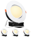 6 Inch Gimbal LED Recessed Light With Junction Box Kit 13.5W IC Rated Air Tight No Fuss Downlight Dimmable 3000K CRI90 Canless Swivel