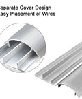 Rock Solid Aviation Aluminum Floor Cable Cover With Dual Channel Wire Routing Design And Slick Brushed Finish Heavy Cord Protector close-up of separate cover for easy wire placement