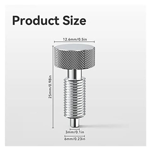 Heavy Duty Slick Quick Release Plunger Pins Featuring M6 Spring Locking Latch System For Rolling Toolboxes And Industrial Tools detailed size image.