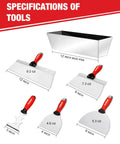 14 In 1 Painters Tool Kit For Drywall With Stainless Steel Joint Knives, Taping Knives, 12 Inch Mud Pan, and Scraper