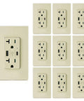 High Speed USB C Wall Outlet With Type C Fast Charge 4.8A 20 Amp Tamper Resistant Receptacle Childproof Safety Wall Plate UL Listed MICMI Ivory 10 Pack