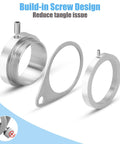 2 Pack Flag Pole Rings, Slick Spinning One Inch Clips Cut Wrapping Stress, Rock Solid Aluminum Steel Hardware showing screw design.