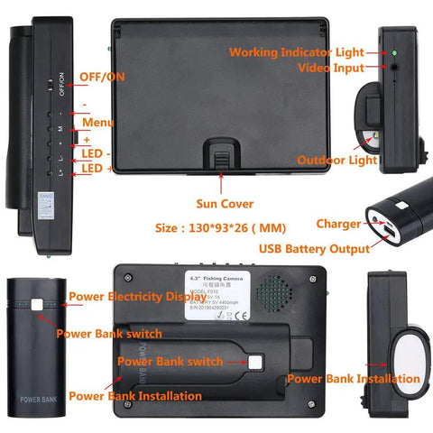 Hardcore Heavy Duty Handheld Pipe Inspection Camera Featuring A Rigid 22 Mm Probe For Sewers Drains And Clogs IP68 Waterproof Borescope Endoscope Video System showing buttons and display features.